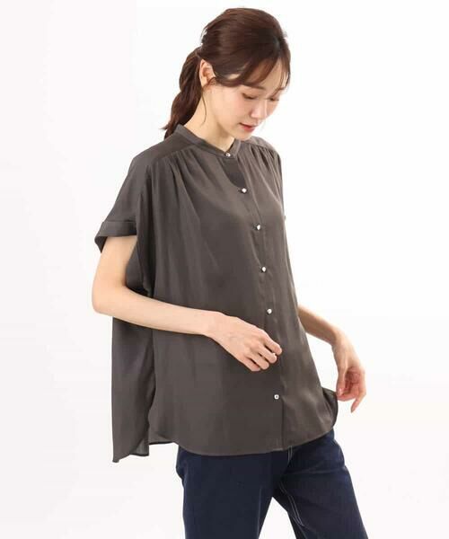 MK MICHEL KLEIN / エムケーミッシェルクラン シャツ・ブラウス | [UVカット/接触冷感/洗える]バンドカラーサテンブラウス | 詳細11