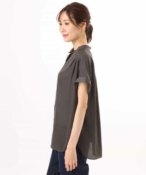 MK MICHEL KLEIN / エムケーミッシェルクラン シャツ・ブラウス | [UVカット/接触冷感/洗える]バンドカラーサテンブラウス | 詳細12