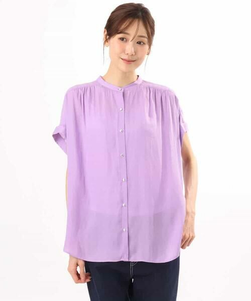 MK MICHEL KLEIN / エムケーミッシェルクラン シャツ・ブラウス | [UVカット/接触冷感/洗える]バンドカラーサテンブラウス | 詳細19