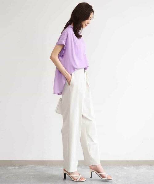 MK MICHEL KLEIN / エムケーミッシェルクラン シャツ・ブラウス | [UVカット/接触冷感/洗える]バンドカラーサテンブラウス | 詳細6