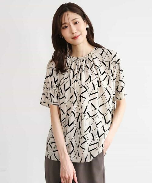 MK MICHEL KLEIN / エムケーミッシェルクラン シャツ・ブラウス | [接触冷感/洗える]アートプリントブラウス | 詳細2