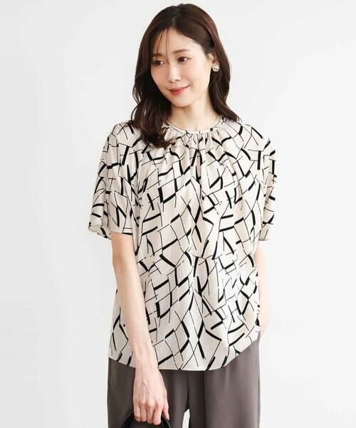 MK MICHEL KLEIN / エムケーミッシェルクラン シャツ・ブラウス | [接触冷感/洗える]アートプリントブラウス | 詳細3