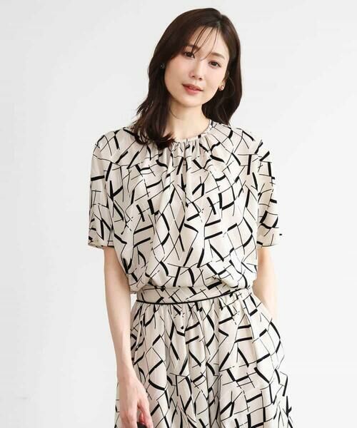 MK MICHEL KLEIN / エムケーミッシェルクラン シャツ・ブラウス | [接触冷感/洗える]アートプリントブラウス | 詳細8