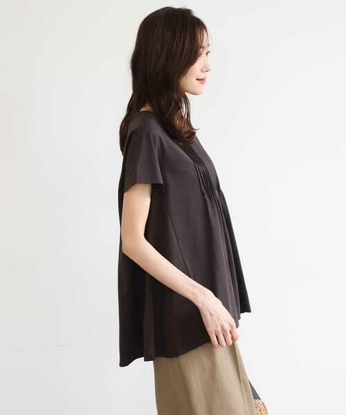 MK MICHEL KLEIN / エムケーミッシェルクラン カットソー | [接触冷感/洗える]シルケット天竺Aラインカットソー（ブラウン）