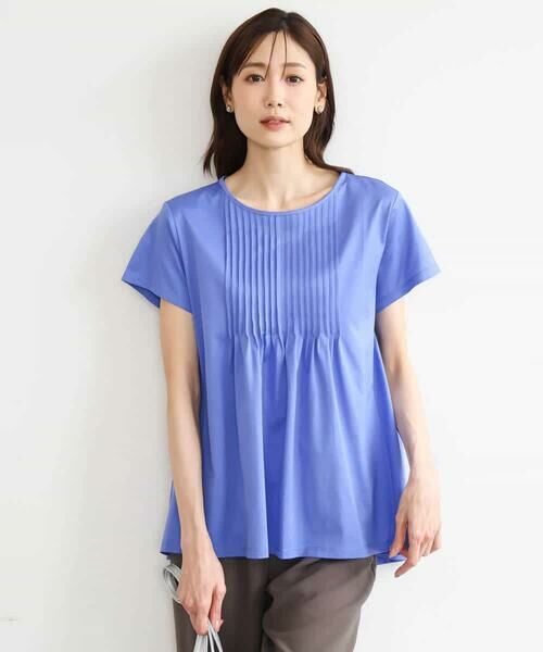 MK MICHEL KLEIN / エムケーミッシェルクラン カットソー | [接触冷感/洗える]シルケット天竺Aラインカットソー | 詳細1