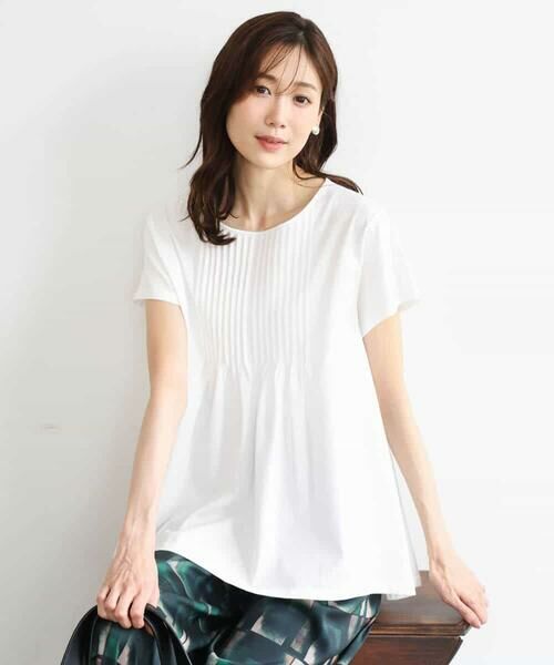 MK MICHEL KLEIN / エムケーミッシェルクラン カットソー | [接触冷感/洗える]シルケット天竺Aラインカットソー | 詳細14