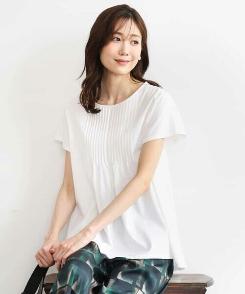 MK MICHEL KLEIN / エムケーミッシェルクラン カットソー | [接触冷感/洗える]シルケット天竺Aラインカットソー | 詳細15