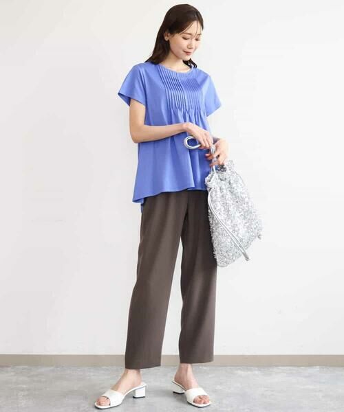 MK MICHEL KLEIN / エムケーミッシェルクラン チノ・ワークパンツ | [瞬美シリーズ/UVカット/接触冷感/速乾/洗える]梨地ジョーゼット テーパードパンツ | 詳細2