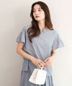 MK MICHEL KLEIN / エムケーミッシェルクラン シャツ・ブラウス | [接触冷感/通気性/透湿性/洗える]ストライプ柄フレアースリーブブラウス