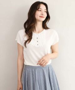 MK MICHEL KLEIN / エムケーミッシェルクラン ニット・セーター | [接触冷感/洗える]ミニフリル フレンチスリーブニット