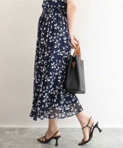 MK MICHEL KLEIN / エムケーミッシェルクラン ロング・マキシ丈スカート | [洗える]リーフモチーフシフォンスカート