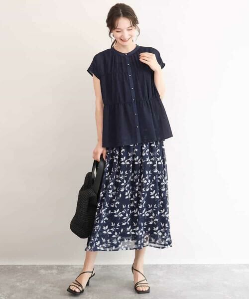 MK MICHEL KLEIN / エムケーミッシェルクラン ロング・マキシ丈スカート | [洗える]リーフモチーフシフォンスカート | 詳細1