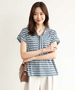 MK MICHEL KLEIN / エムケーミッシェルクラン カットソー | [洗える]タイデザイン幾何柄ジャージーカットソー