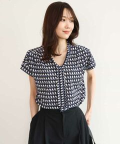 MK MICHEL KLEIN / エムケーミッシェルクラン カットソー | [洗える]タイデザイン幾何柄ジャージーカットソー