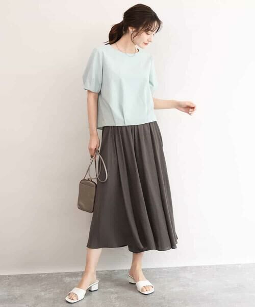 MK MICHEL KLEIN / エムケーミッシェルクラン カットソー | [瞬美シリーズ/UVカット/接触冷感/速乾/洗える]トリコット タックデザインカットソー | 詳細10