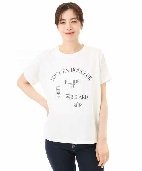 MK MICHEL KLEIN / エムケーミッシェルクラン カットソー | [UVカット/接触冷感/洗える]デザインロゴTシャツ | 詳細12