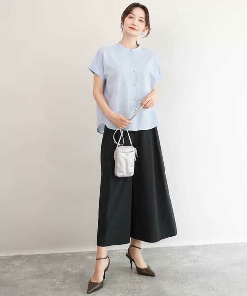 MK MICHEL KLEIN / エムケーミッシェルクラン カットソー | [接触冷感/洗える]バンドカラーストライプ柄カットソー | 詳細16