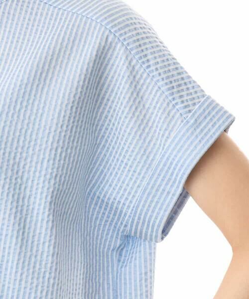 MK MICHEL KLEIN / エムケーミッシェルクラン カットソー | [接触冷感/洗える]バンドカラーストライプ柄カットソー | 詳細21
