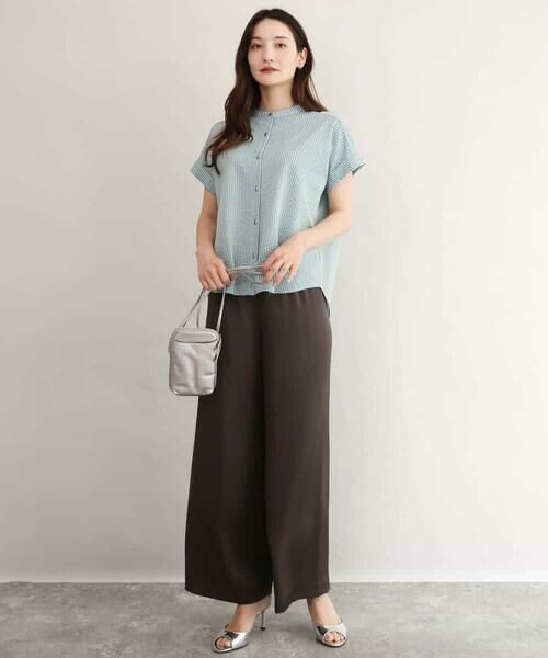 MK MICHEL KLEIN / エムケーミッシェルクラン カットソー | [接触冷感/洗える]バンドカラーストライプ柄カットソー | 詳細3