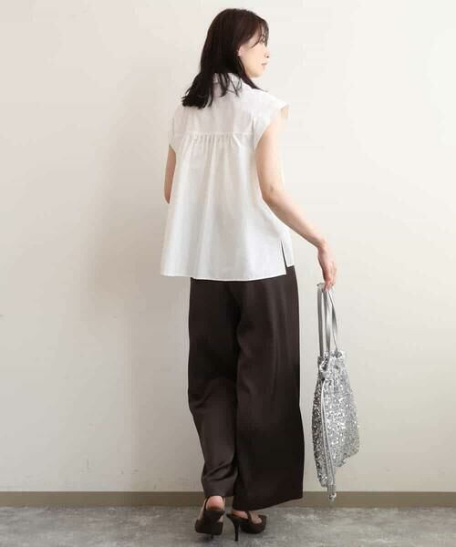 MK MICHEL KLEIN / エムケーミッシェルクラン シャツ・ブラウス | [洗える]フリルネックデザインコットン混シャツブラウス | 詳細16