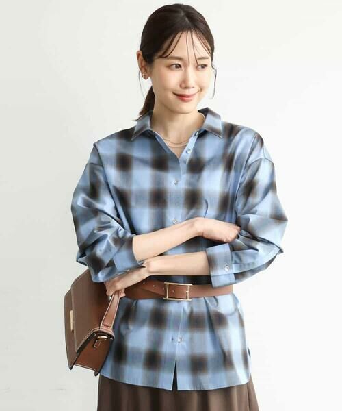 MK MICHEL KLEIN / エムケーミッシェルクラン シャツ・ブラウス | [洗える]オンブレチェック柄シャツブラウス | 詳細1