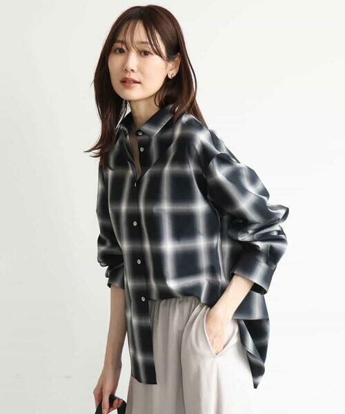 MK MICHEL KLEIN / エムケーミッシェルクラン シャツ・ブラウス | [洗える]オンブレチェック柄シャツブラウス | 詳細9