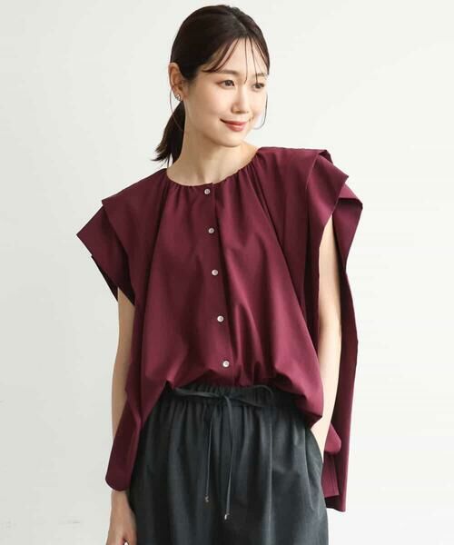 MK MICHEL KLEIN / エムケーミッシェルクラン シャツ・ブラウス | [洗える]ボックスシルエットブラウス（ワイン）