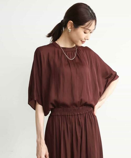 MK MICHEL KLEIN / エムケーミッシェルクラン シャツ・ブラウス | [UVカット/接触冷感/洗える]五分袖ドルマンスリーブサテンブラウス | 詳細28