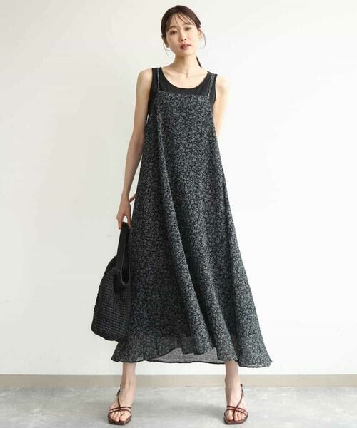 MK MICHEL KLEIN / エムケーミッシェルクラン ロング・マキシ丈ワンピース | [洗える]前後2way花柄シアーキャミワンピース | 詳細3