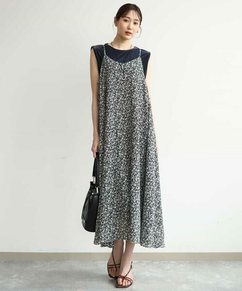 MK MICHEL KLEIN / エムケーミッシェルクラン ロング・マキシ丈ワンピース | [洗える]前後2way花柄シアーキャミワンピース（アイボリー）