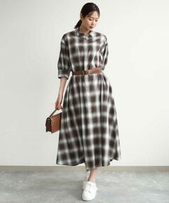 MK MICHEL KLEIN / エムケーミッシェルクラン ロング・マキシ丈ワンピース | [洗える]オンブレチェック柄シャツワンピース
