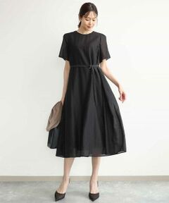 MK MICHEL KLEIN / エムケーミッシェルクラン ロング・マキシ丈ワンピース | [洗える]ドビーストライプフレアーワンピース
