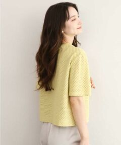 MK MICHEL KLEIN / エムケーミッシェルクラン カットソー | [洗える]ドット調アイレット レースTシャツ