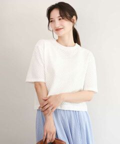 MK MICHEL KLEIN / エムケーミッシェルクラン カットソー | [洗える]ドット調アイレット レースTシャツ