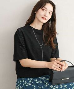 MK MICHEL KLEIN / エムケーミッシェルクラン カットソー | [洗える]ドット調アイレット レースTシャツ
