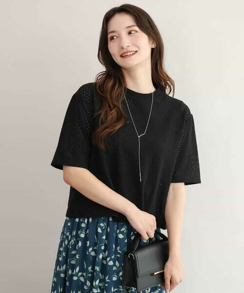 MK MICHEL KLEIN / エムケーミッシェルクラン カットソー | [洗える]ドット調アイレット レースTシャツ | 詳細7