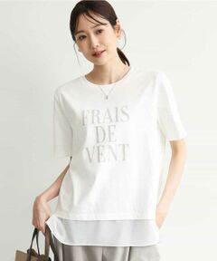 MK MICHEL KLEIN / エムケーミッシェルクラン カットソー | [洗える]シフォン切替えフロッキーロゴTシャツ