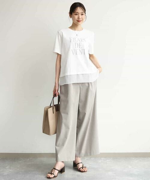 MK MICHEL KLEIN / エムケーミッシェルクラン カットソー | [洗える]シフォン切替えフロッキーロゴTシャツ | 詳細10