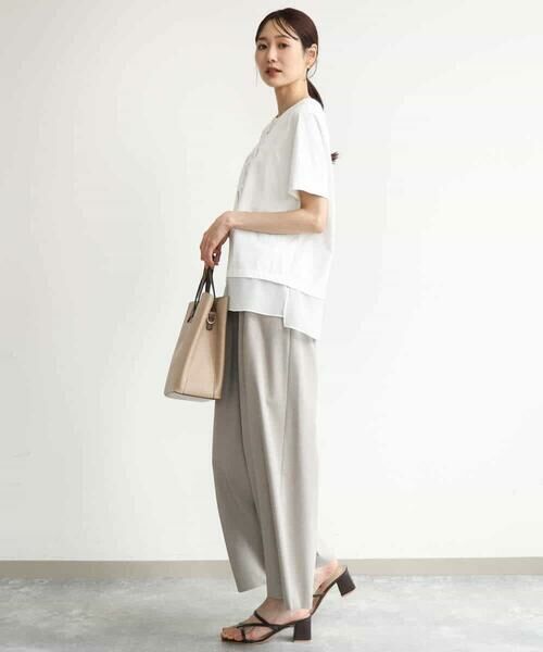 MK MICHEL KLEIN / エムケーミッシェルクラン カットソー | [洗える]シフォン切替えフロッキーロゴTシャツ | 詳細11