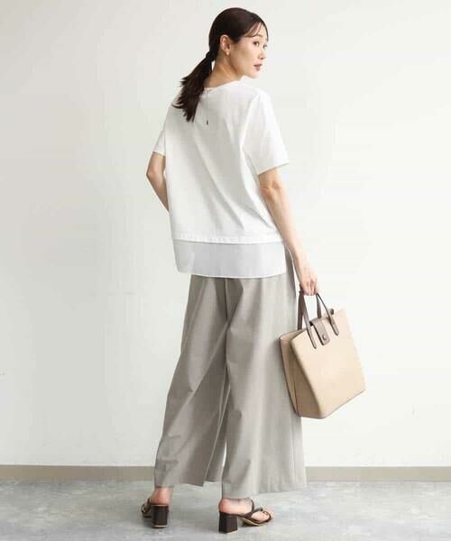 MK MICHEL KLEIN / エムケーミッシェルクラン カットソー | [洗える]シフォン切替えフロッキーロゴTシャツ | 詳細12