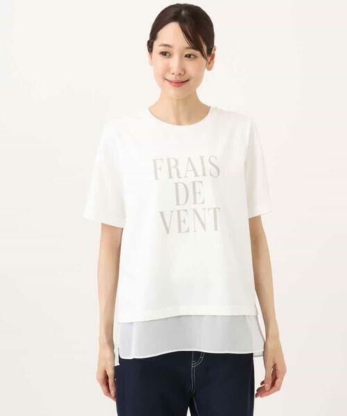 MK MICHEL KLEIN / エムケーミッシェルクラン カットソー | [洗える]シフォン切替えフロッキーロゴTシャツ | 詳細16