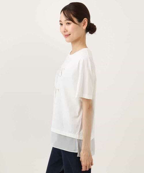 MK MICHEL KLEIN / エムケーミッシェルクラン カットソー | [洗える]シフォン切替えフロッキーロゴTシャツ | 詳細17