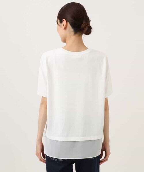 MK MICHEL KLEIN / エムケーミッシェルクラン カットソー | [洗える]シフォン切替えフロッキーロゴTシャツ | 詳細18