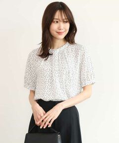 MK MICHEL KLEIN / エムケーミッシェルクラン シャツ・ブラウス | [洗える]幾何柄ボウタイ風ブラウス