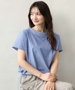 MK MICHEL KLEIN / エムケーミッシェルクラン シャツ・ブラウス | [接触冷感/洗える]ロールネック ギャザースリーブブラウス(半袖)