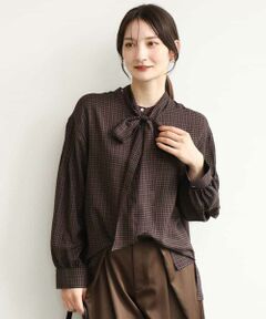 MK MICHEL KLEIN / エムケーミッシェルクラン シャツ・ブラウス | [洗える]ボウ付きシアーチェックブラウス