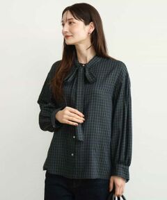 MK MICHEL KLEIN / エムケーミッシェルクラン シャツ・ブラウス | [洗える]ボウ付きシアーチェックブラウス