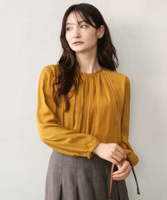 MK MICHEL KLEIN / エムケーミッシェルクラン シャツ・ブラウス | [洗える]起毛サテンバルーンヘムデザインブラウス
