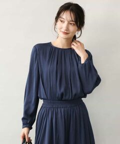 MK MICHEL KLEIN / エムケーミッシェルクラン シャツ・ブラウス | [洗える]起毛サテンバルーンヘムデザインブラウス