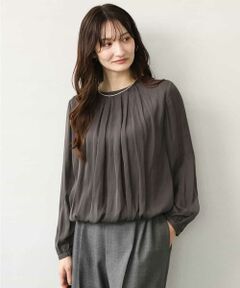 MK MICHEL KLEIN / エムケーミッシェルクラン シャツ・ブラウス | [洗える]起毛サテンバルーンヘムデザインブラウス